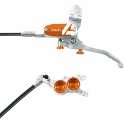 Hope Tech 4 E4 Brake - No Rotor -Cockpit butik Hope Tech 4 E4 Brake No Rotor Disc Brake Callipers Silver Orange T4E4ZSCL