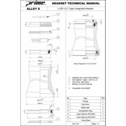 Prime Doyenne 1-1/8"-1.5" Integrated Headset 7 Prime Doyenne 1-1/8"-1.5" Integrated Headset -Cockpit butik Prime Doyenne 1 1 8 1 5 Integrated Headset Headsets Black PD11815IH8 1